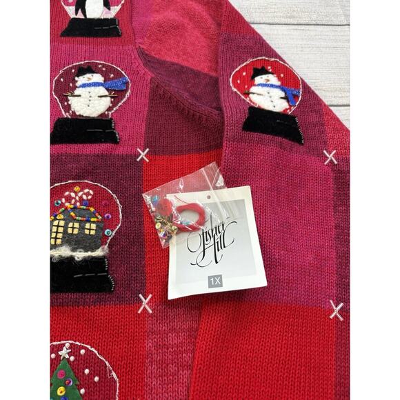 Fisher Hill Women’s Vintage Snowglobe “Ugly” Christmas Cardigan Sweater Size 1X - Picture 5 of 9